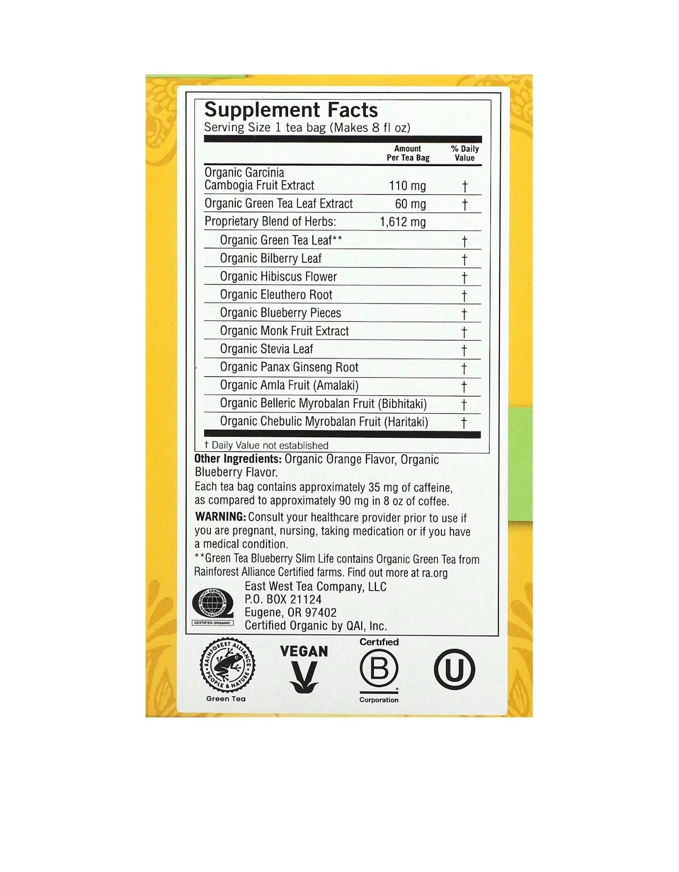 Green Tea - Blueberry Slim Life - Yogi Organic