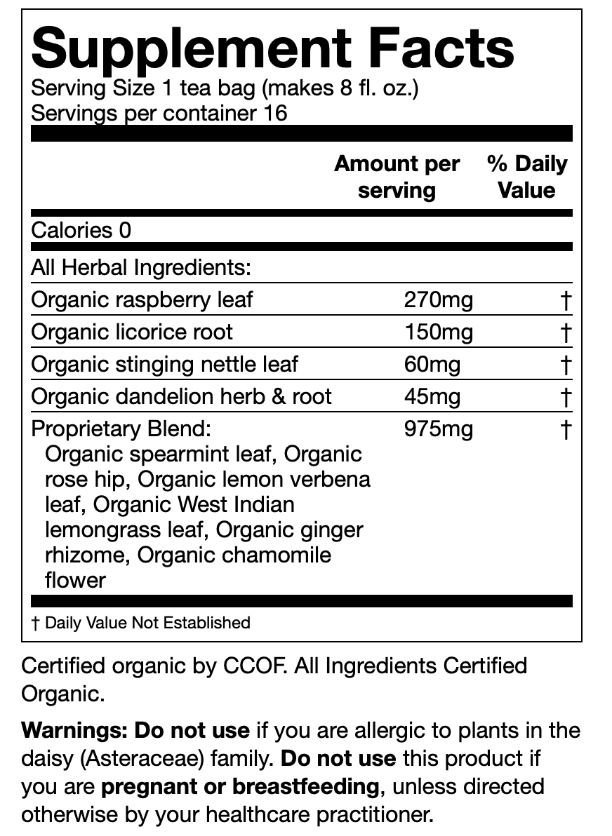 Healthy Cycle - USDA Organic Certified - Raspberry Leaf