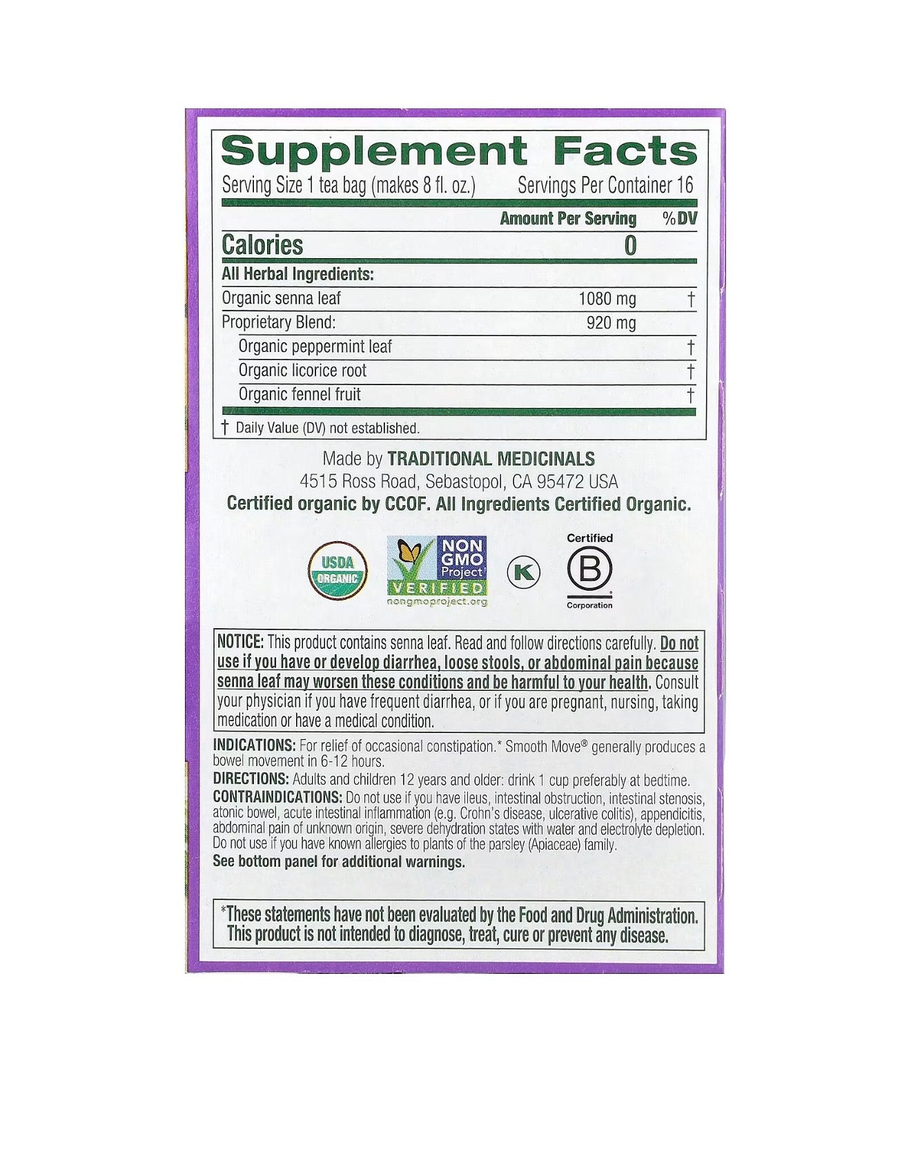 Smooth Move - USDA Organic Certified- Senna Peppermint