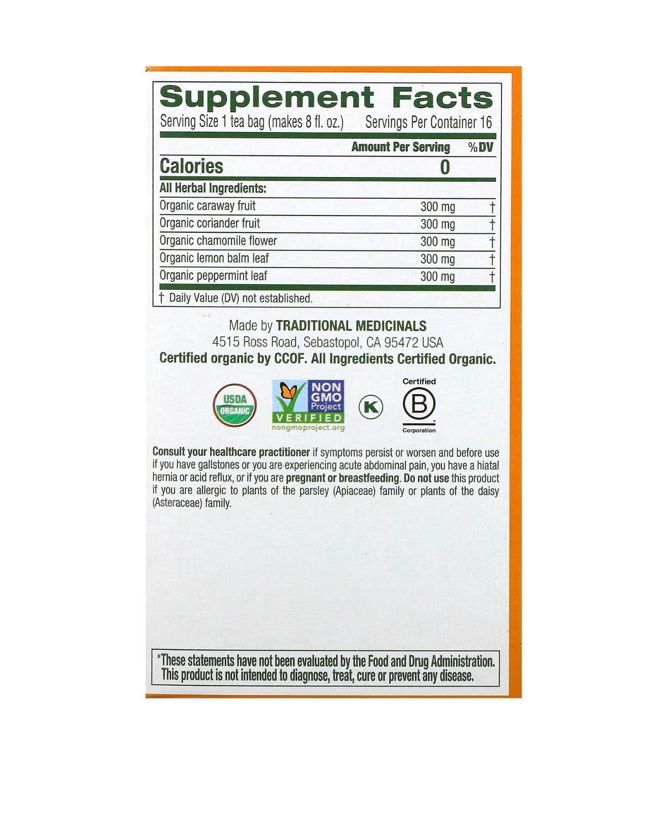 Gas Relief - USDA Organic Certified- Chamomile Mint
