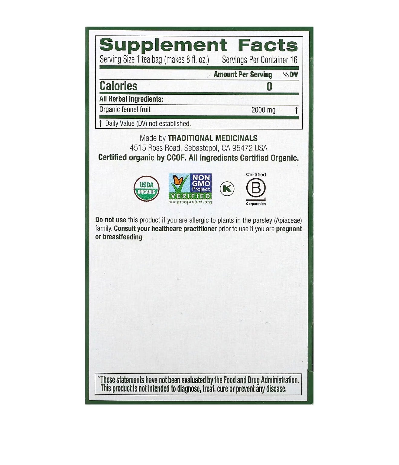 Fennel - USDA Organic Certified- Relieves gas & Bloating