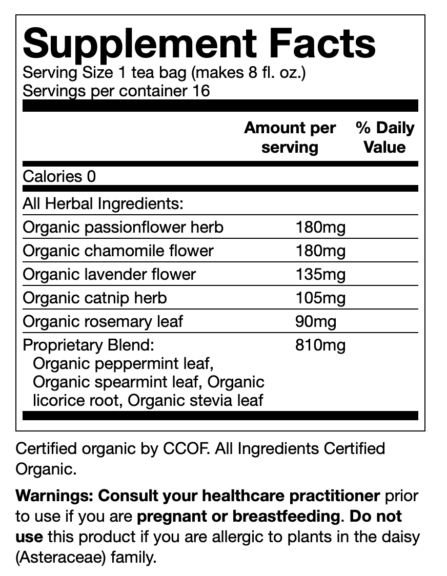 Cup Of Calm - USDA Organic Certified - Chamomile Mint