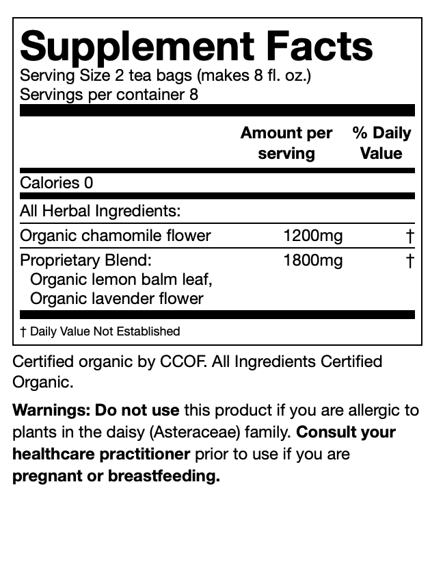 Chamomile & Lavender - USDA Organic Certified - Supports Relaxation